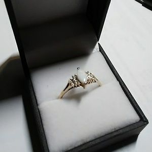 10k Opal and Diamond Ring